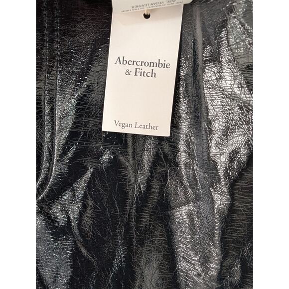 Abercrombie & Fitch 90s Straight Ultra High Rise Vegan Leather Pants Black 31/12 - Picture 5 of 11
